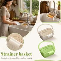 Expandable Colander Set for Kitchen Sink with Hanging Design, Beige and Green One Size