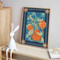 Diamond painting kit. full diamond round mosaic orange fruit botanical handmade. home decoration gift Round 20x30cm