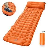 Sheng Fa Compact Inflatable Camping Air Mattress Built-in Inflator Pump Hiking Outdoor Backpacking Quick Inflate Sleeping Pad 193*60*7cm oranžinė