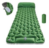 Lightweight Single Persons Foot Press Inflatable Air Mattress With Built-in Pump for Outdoor Camping Sleeping 190*60*5CM žalia