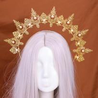 Baroque Halo Crown Vintage Baroque Tiara Headband Cosplay Crown Tiara Headpiece  Theme Party Style 3