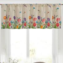 Tulip Print Half Curtain Door Curtain Coffee Curtain Kitchen Washstand Cabinet Dust Curtain, Rustic Farmhouse Short Window Drape 150-45cm