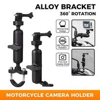 360° Motorcycle Handlebar Mount Aluminum Holder Bike Bracket For Gopro Hero 12 11 10 9 8 Insta360 Osmo Action Camera Accessories Handlebar