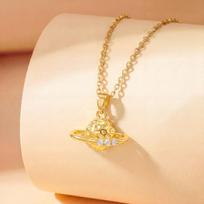 Locket-shaped Blue Planet Necklace Accessory for Women, Simple and Elegant Lockbone Chain Accessory for Women XL3656 auksas