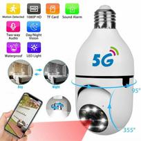 200W 2.4G 5G E27 Panoraminė kamera 1080P namų apsaugos CCTV kamera WiFi naktinio matymo internetinės kameros palaikymas dvipusis 2.4G&5G balta