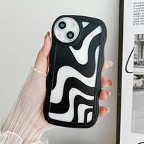 Skaidrus Wave Edge dažytas silikoninis dėklas, skirtas iPhone 15 14 13 11 Xiaomi Redmi Note 10 11 12 Samsung A54 A34 A24 Funda Black Zebra Spot Stripe Cover Infinix Hot 10 (X682)
