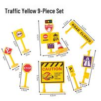 Construction Vehicle Cake Toppers: Excavator, Bulldozer, Roadblock Inserts, Figurine for Boys' Birthday