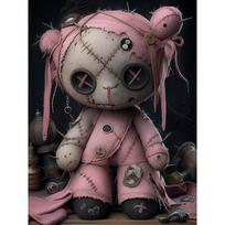 2026 New Dark Gothic Automaton Doll 5d Full Diamond Painting Skeleton Cartoon Character Crystal Cross Stitch Mosaic Home Decor Round 20x30cm