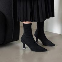 Fashion Designer Vintage Women 2025 Boots Fashion Square Low Heel Shoes Concise Slim Long Botas De Mujer 35 juoda