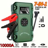 10000A 7-in-1 Multi-Function Emergency Jump Starter with Air Pump, 150PSL Car Battery Booster, Tire Inflator, Portable Vehicle Battery Charger žalia