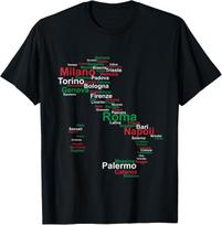 Naujas ribotas Italijos žemėlapio silueto vėliavos miestai Roma Kelionės Europa T-shirt Vyriški Moteriški Marškinėliai Viršus Viršūnės Marškinėliai L black