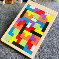 Wooden Blocks 3D Puzzle for Kids Brain Teasers Toy Tangram Jigsaw Intelligence Colorful Russian Blocks Montessori Educational