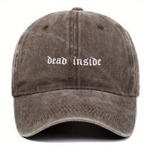 VERG Gothic Style Dead Inside Embroidered Baseball Cap Unisex  Adjustable Buckle Lightweight Polyester Casual Novelty Hat 1pc