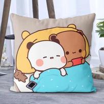 Panda Bubu And Dudu Printing Throw Pillow Cartoon Square Pillow Kawaii Anime Soft Waist Sofa Cushion Throw Bedroom Pillowcase 35x35cm