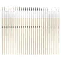 30Pcs Plastic Handle Painting Brushes Nylon Bristles Fine Tip Art Brushes Supplies For Detailed Work Kids Adults Use