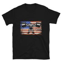 Weightlifting Strength Training Powerlifting American US Flag T-Shirt M