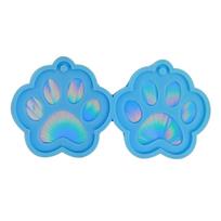 Cat Paw Holographic Light Shadow Keychain Molds Earrings Pendant Ornament Mold 1 mėlyna