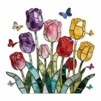 Waterproof Tulip Glass Stickers Self-adhesive Tulip Butterfly Wallpaper  Bedroom Tulip 30cm