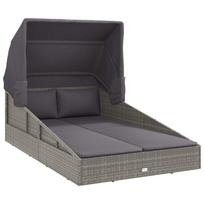 vidaXL Transat avec toit pliable gris 200x114x128 cm résine tressée