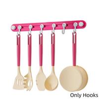 Dopamine Candy Color Suction Cup Hooks Plastic Kitchen Storage Hooks Towel 6 Head Hooks  Kitchen Pink Blue 39.5cm