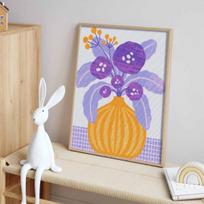 Diamond painting kit. full diamond round mosaic purple flower vase handmade. home decoration gift Round 20x30cm