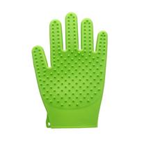 Silicone Dog Combing Glove Eco-Friendly Hair Remover for Dog and Cat Bath Spa Pet Fur Hair Brush (Green,23*14*1.5 cm) žalia