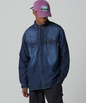 Mc Wood Gun Labor 2107 Vintage Linen Denim Oversized Dark Indigo Shirt L