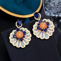 Luxurious Zircon Water Drop Flower Earrings Retro Court Style Fashion Earring Jewelry for Women Party Dainty Gifts auksas