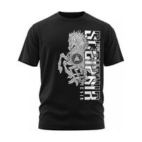 European sizes Men'S Graphic Tee Featuring Norse Mythology with Odin And Sleipnir, Designed in Black And White with Rune Letters S juoda