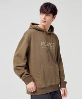 Moz Moz Front Embroidered Logo Pigment Big Size Oversized Hoodie Brown 3 (2Xl-3Xl)