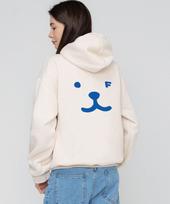 Graver [Unisex] Puppy Face Back Smile Hoodie_Cream/Blue Logo Grey_Black Logo/Xl