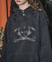 Compagno Rubber Star Pigment Snap Hoodie Smoke Black Black/L