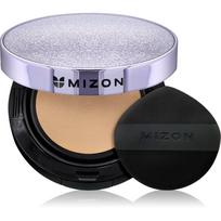 Mizon Vegan Collagen Cushion SPF38 PA++ ilgai išliekantis makiažo pagrindas kempinėlėje didelė apsauga nuo saulės atspalvis #23 Natural Sand Beige 2x15 g