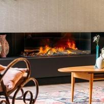FABER e-MatriX Linear 1300-400 III įmontuojamas vandens garų židinys trijų pusių