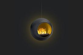 THE FLAME SPHERE 80 FRONT BLACK vandens garų židinys