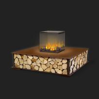 THE FLAME BENCH STEEL WOOD vandens garų židinys