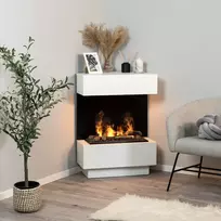 DIMPLEX TARAVO WHITE CASSETTE 600 kampinis pastatomas elektrinis vandens garų židinys su apdaila