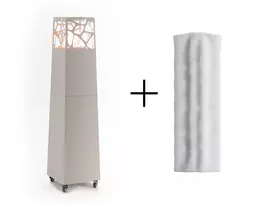 PLANIKA PYRAMID SILK GREY dujinis lauko židinys su uždangalu