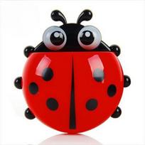 1pc Ladybug Animal Insect Toothbrush Holder Bathroom Cartoon Toothbrush Toothpaste Wall Mount Suction Cup Rack Container Organizer raudona