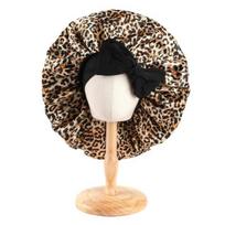 Hair Cap Satin Bonnet Extra Large Sleeping Bonnet Solid Color Bow Decor Elastic Band High Density Women Braids Curly Night Hat Bath Shower Cap leopardas