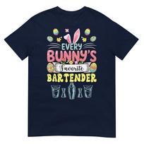 Unisexs Bunnys Favorite Bartender Easter Job Team Hunting Eggs Tshirt S