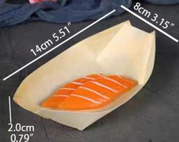 MOQ100pcs 5 Inch Disposable wooden Sushi Dessert Boat-shaped Box for Japanese Cuisine Paper Plate Snack box Takeout box L14XW8XH2cm