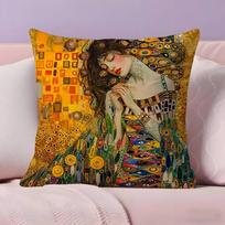 G-Gustav K-Klimt Oil Painting Pillow Case Pillowcase Ultra Soft Skin Friendly Fabric Cloud Like Comfort & Concealed Zipper 30x30cm orange