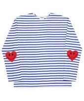 Graver [Unisex] Elbow Heart Smile Stripe Long Sleeve_Blue Blue/M