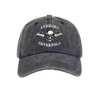 Unisex Vintage Avenged Sevenfold Printed Hats Vintage Distressed Denim Heavy Metal Band Skull Baseball Cap Adjustable Adjustable