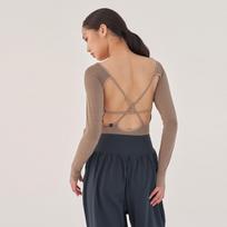 Oz Is Ozpl7001 Long Sleeve Bodysuit - Khaki Brown M/Free