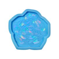 Cups Mat Resin Molds Rose Epoxy Resin Silicone Molds Holographic Coaster Moulds mėlyna