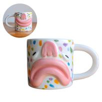 Cute Ceramic Coffee Mug Double-sided Milk Container Birthday Gift Funny Face Mug  Drinkware Style A