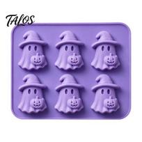 Whiskey Ice Tray Ghost Cube Mold, 6 Cavity Silicone Tray, 3D Novelty Maker Shape Flexible Maker, for Halloween Whisky Cocktails