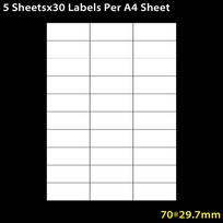 5 sheets Laser Printer Splitting Stationery A4 Self Adhesive Sticky Tag White Stickers Package Label 5 Sheetsx30 Labels Per A4 Sheet